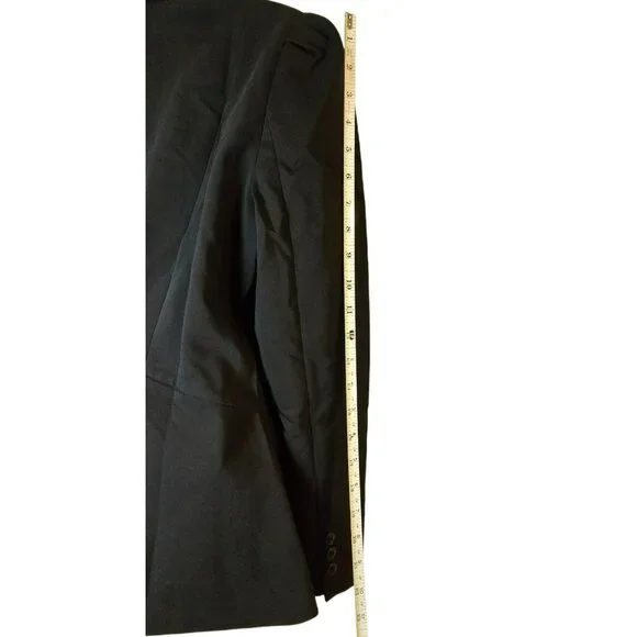 ELLE Classic Black Button Front Blazer Womens Sz 16 Jacket Long Sleeve Lined - Picture 4 of 13